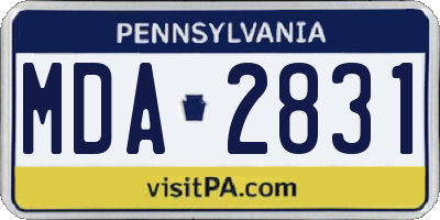 PA license plate MDA2831
