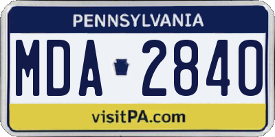 PA license plate MDA2840