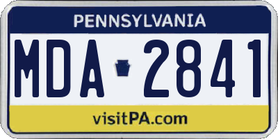 PA license plate MDA2841