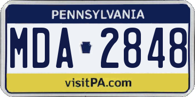 PA license plate MDA2848