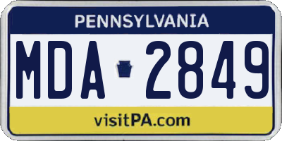 PA license plate MDA2849