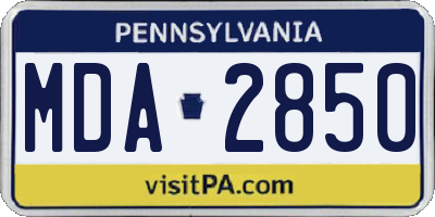 PA license plate MDA2850