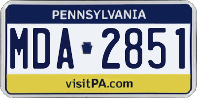 PA license plate MDA2851