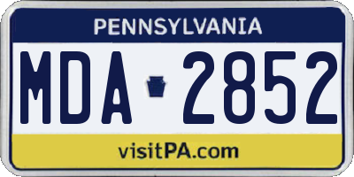 PA license plate MDA2852