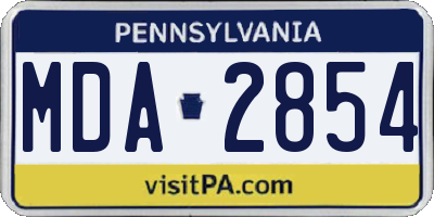 PA license plate MDA2854