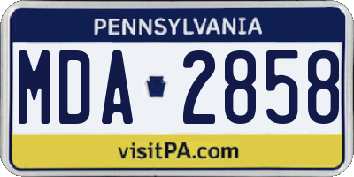 PA license plate MDA2858