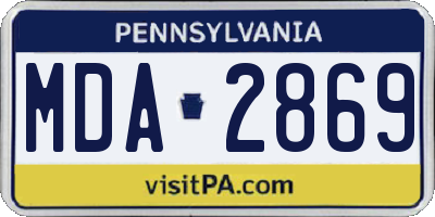 PA license plate MDA2869