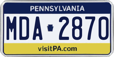PA license plate MDA2870