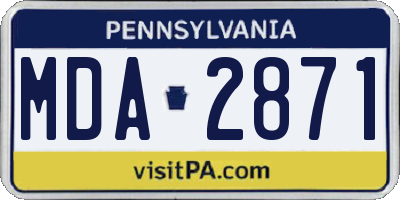 PA license plate MDA2871
