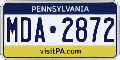 PA license plate MDA2872