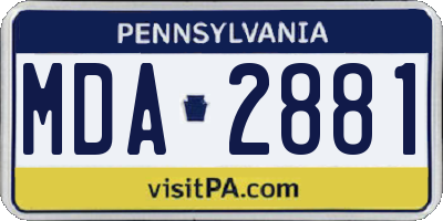 PA license plate MDA2881