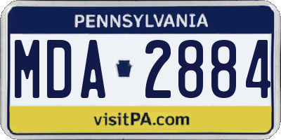 PA license plate MDA2884
