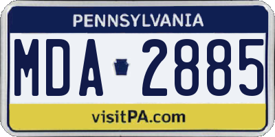 PA license plate MDA2885