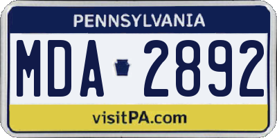 PA license plate MDA2892