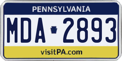 PA license plate MDA2893