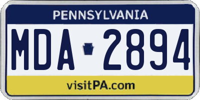 PA license plate MDA2894