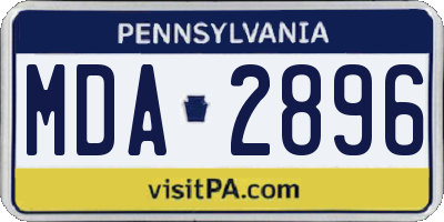 PA license plate MDA2896