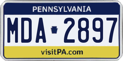 PA license plate MDA2897