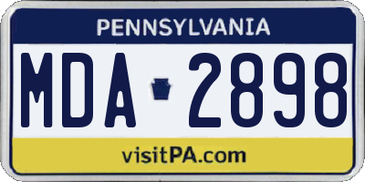 PA license plate MDA2898