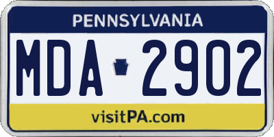 PA license plate MDA2902