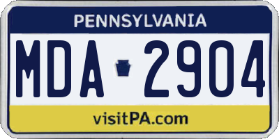 PA license plate MDA2904