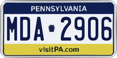 PA license plate MDA2906