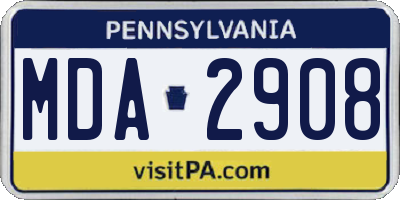 PA license plate MDA2908