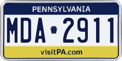 PA license plate MDA2911