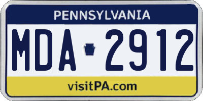 PA license plate MDA2912
