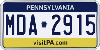 PA license plate MDA2915