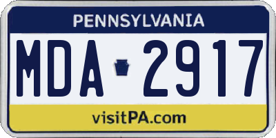 PA license plate MDA2917
