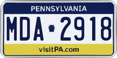 PA license plate MDA2918