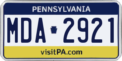 PA license plate MDA2921