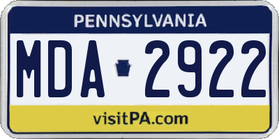 PA license plate MDA2922