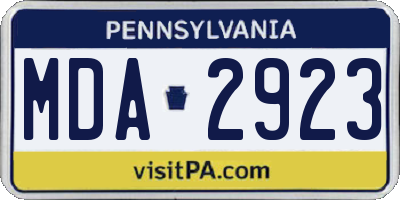 PA license plate MDA2923