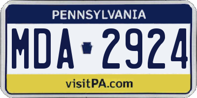 PA license plate MDA2924