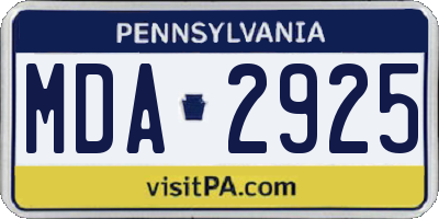 PA license plate MDA2925