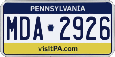 PA license plate MDA2926