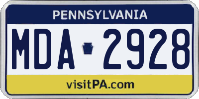 PA license plate MDA2928