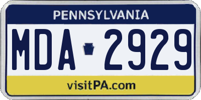 PA license plate MDA2929