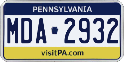 PA license plate MDA2932