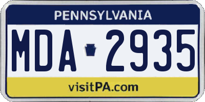 PA license plate MDA2935