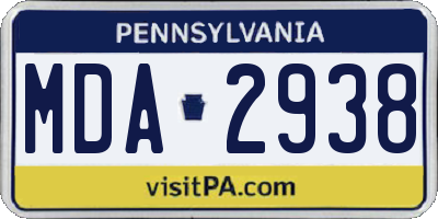 PA license plate MDA2938