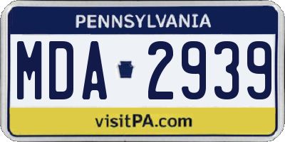 PA license plate MDA2939