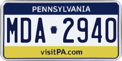 PA license plate MDA2940