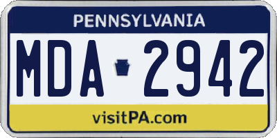 PA license plate MDA2942