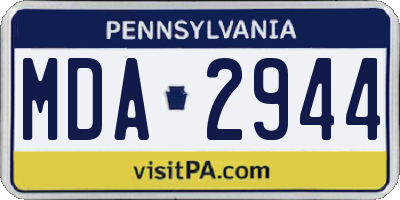 PA license plate MDA2944