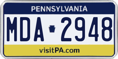 PA license plate MDA2948