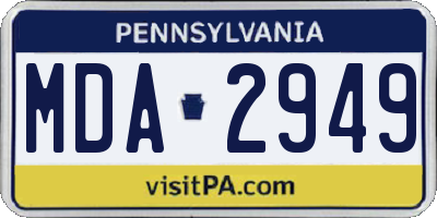 PA license plate MDA2949