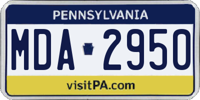 PA license plate MDA2950